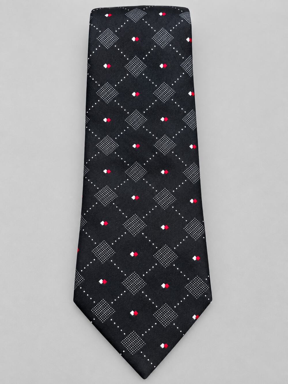 John Kochis New York Men’s Tie Navy Blue Red White Geometric Argyle Necktie